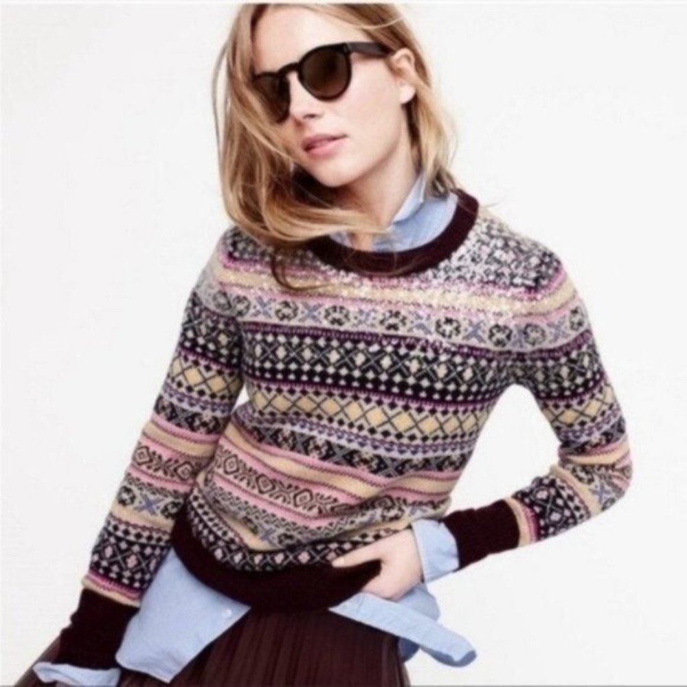 J. Crew Sequin Fair Isle Sweater